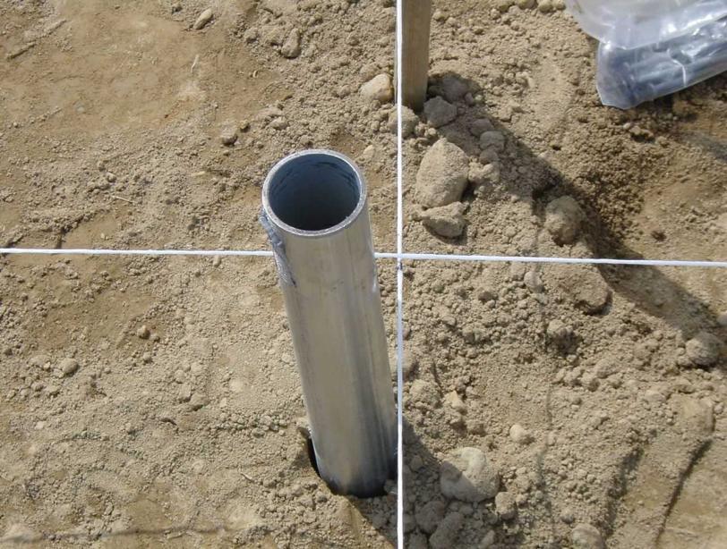 Ground Posts Galvanized steel pipe Sunk ~3 ft.