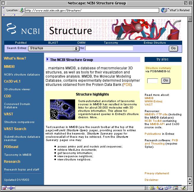 NCBI structure group MMDB - very well