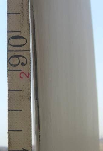 a shows that the edge cuts on the trailing edge of the 3 KW blades are concentrated in the lower third of the blade length where the edge is so sharp which makes it easy to be crushed by the impact