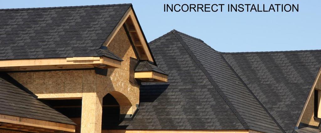 Page32 DO NOT install straight up the roof, as is often done with asphalt shingles, offsetting the same distance each course as you will create a step-like or ladder effect which will be visible on
