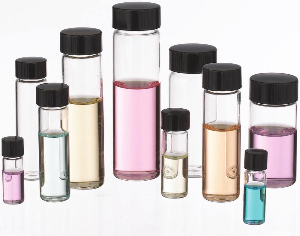 9 E-C Sample Vials E-Conomically priced by packaging vials and screw caps separately Clear vials made from low extractable borosilicate glass that provides superior chemical resistance Clear vials