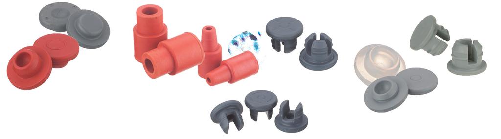 13 Rubber Stoppers Straight Plug Sleeve 3-Leg Lyophilization 3-Leg Lyophilization Thin Flange Snap-On / Silicone 2-Leg Lyophilization Variety of styles, sizes and rubber formulations Manufactured