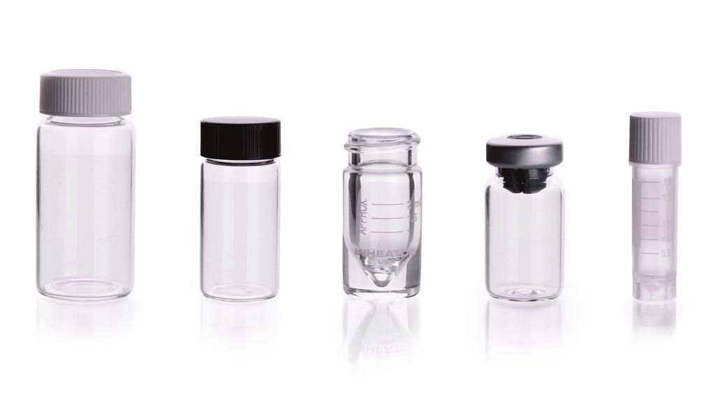 2 Top Vial Selections Liquid Scintillation Made from 180 low potassium borosilicate glass that conforms to USP Type I and ASTM E 438 Type I, Class A requirements Background counts are consistent and
