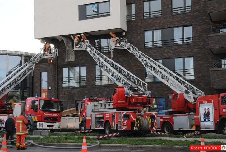 Crews are worried that the fire will reach the edge of the overhang and will start travelling upwards again. The cantilever section has nine floors in total.