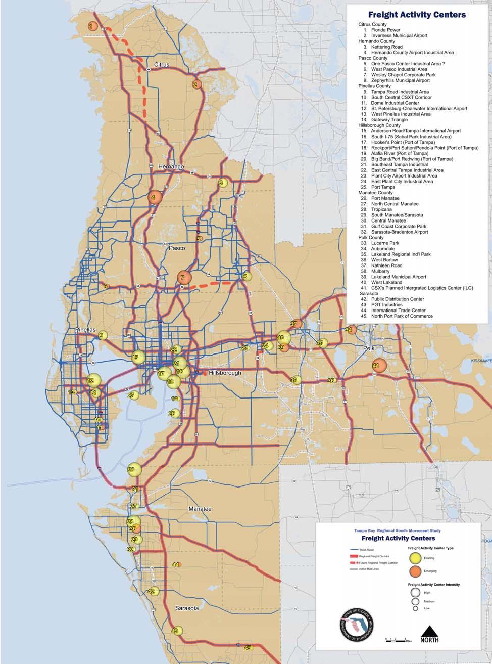 FIGURE 1: FREIGHT ACTIVITY CENTERS IN THE TAMPA BAY
