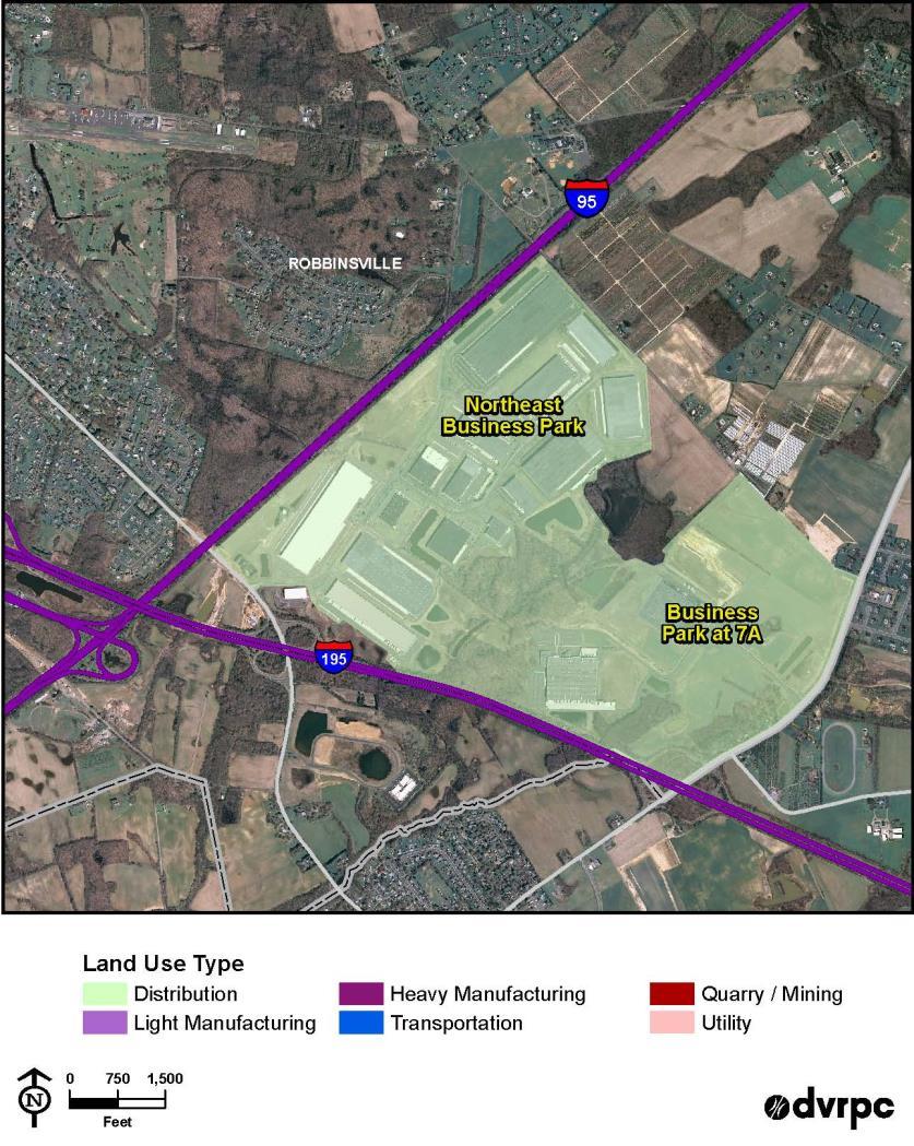 Major Freight Center Example: Robbinsville / New Jersey Turnpike Interchange 7A Land Use and Business Summary Two Distribution Center areas both owned and managed by Matric Development Group Lifetime