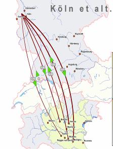 survey Ruhr area Trucks /a, to ~Mantova Return Pairing Potential trains per week Sum Köln,
