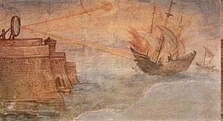 Solar Heat: Archimedes burning Roman Fleet in Syracuse harbor:
