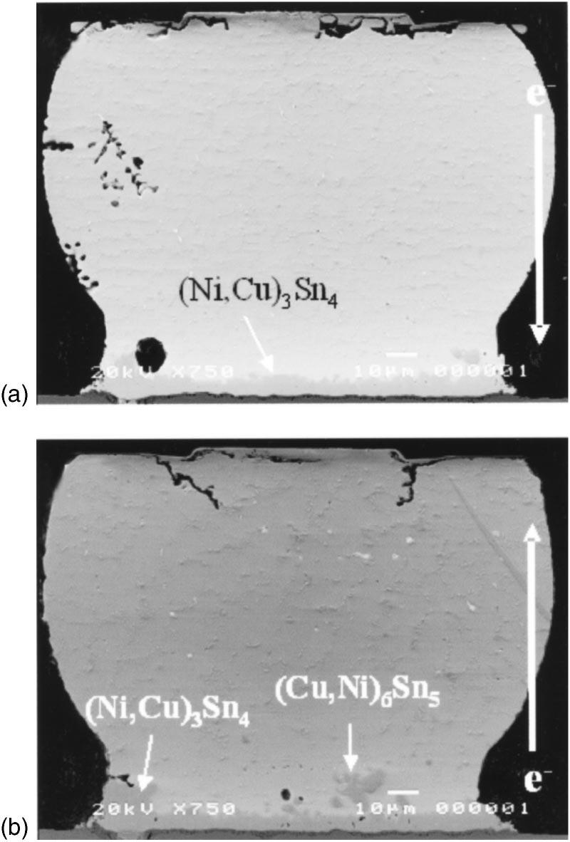 Ternary compound of Ni, Cu, and Sn were found after the aging. and the Ni pad in the substrate side after the solid-state aging.