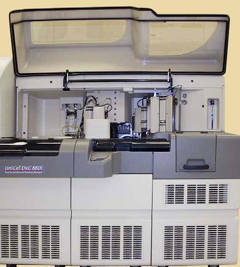 UniCel DxC Analyzer The DxC analyzer performs in vitro determination of a variety of general chemistries, therapeutic drugs, proteins, and drugs of abuse.