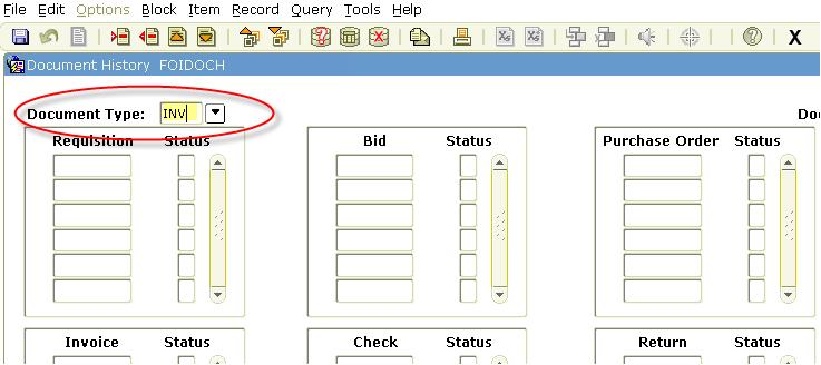 Enter the type of document in the Document Type field or click drop