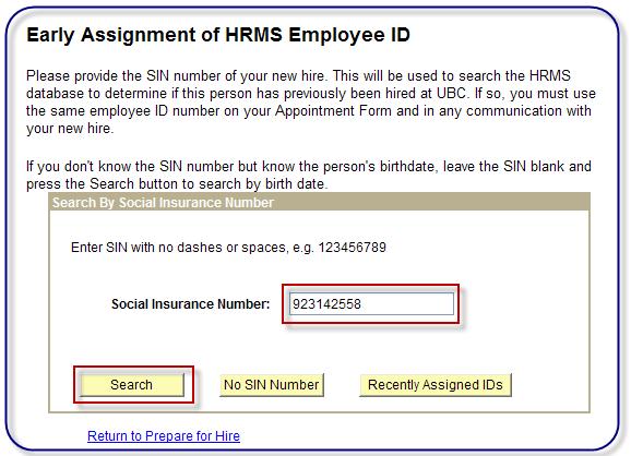 Prepare Applicant for Hire Former employees who have applied through the external Careers site (and not Faculty/Staff Self Service), will not be connected to their former Employee ID throughout all