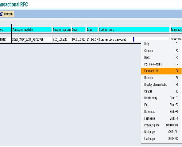 Step 7 In the search result, you can see the list of trfcs with its status.