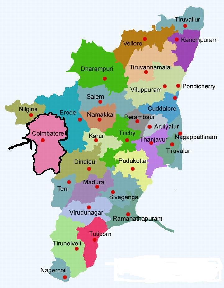 state of Taml Nadu and the locaton of