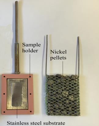 b c Figure 2: Pulse-Electroplating equipment: a) Overview of the equipment, b) anode and cathode, i.e. sample holder and basket with Nickel pellets, and c) set-up of cathode, anode and propeller. 2.2 Substrate Material 2.
