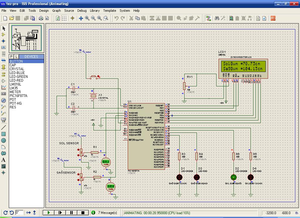 Figure 6. Simulation of the control program in PIC C programming language. Simulation of PLC Program PLC S7 200 PLC Simulator was used to observe how the program would work on the computer.