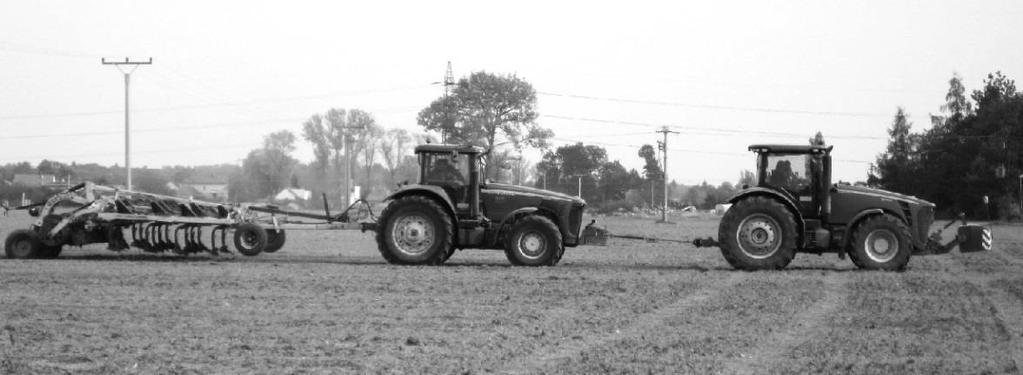 released during measurements and served only for lifting and lowering of the cultivator. The draught force was provided only by the tractor John Deere 8345R. Figure 1. Measuring set.
