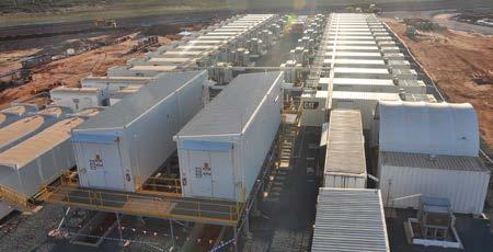 30 Cat XQ2000 rental power modules, each containing a Cat diesel generator set installed in a 40-foot container, supplying all the needs for the port facility.
