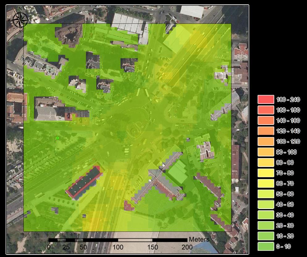Spatial information from the passive tubes was combined with the temporal information from the air quality monitoring station to produce 24 hourly concentration