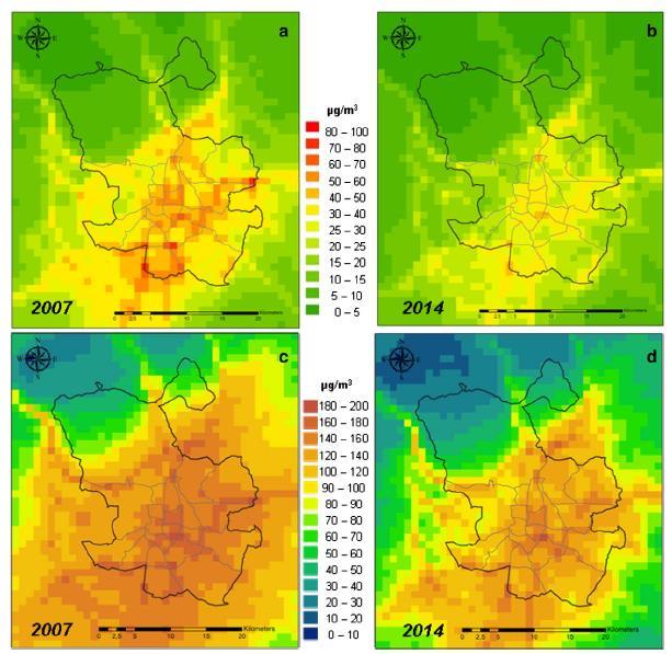 European AQ Directive) in the Madrid air quality monitoring network for the years 2010-2013 NO 2 annual mean (Annual LV) 400 350 300 250 200 400 350 300 250 200 150 19th highest hourly NO 2