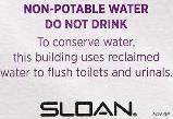 Sloan has also adopted the industry-standard purple color, which is used on water district/municipal water lines and other systems using reclaimed water, as mandated by both the Uniform Plumbing Code