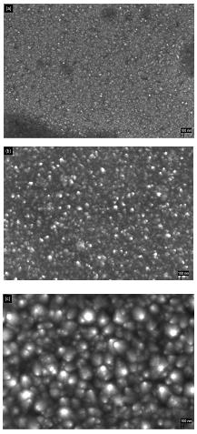 were almost stable for respective applied potentials. Figure 4. FESEM micrographs of the Co-Ni-Fe alloy thin films deposited at different electrodeposition potentials, (a) -1.10 V, (b) -1.