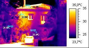Figure : Thermographic view from traditional house. The trees act as a cooling system for the façade.