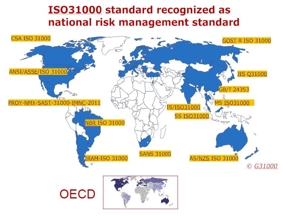 ISO 31000 Risk Management provides principles, framework and a process for managing risk and can be used to address risk at any level and on any subject 1st international risk management document
