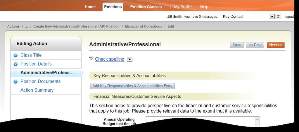 10. The Administrative/Professional section of the form appears next.