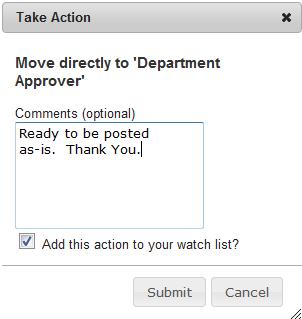 Add a note in the Take Action