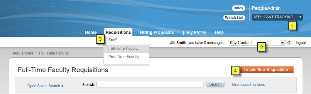Steps to Create a Faculty Requisition 1. Go to Applicant Tracking Module 2. Change role to Originator or Key Contact. 3.