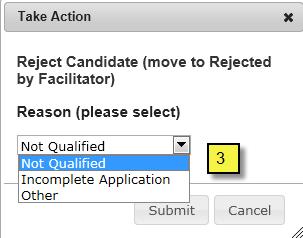 In the Applicant view, select Take Action On Job Application,