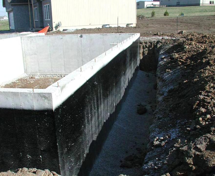 Barrier (1) Below-Grade Enclosure Wall System No Drainage hydrostatic pressure developed A. Positive side Waterproofing B. Concrete or masonry C. Insulation heat flow control (int. option) D.