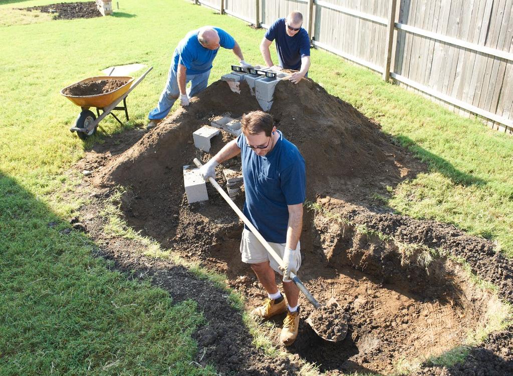 Use some of the previously dug dirt to help with leveling.