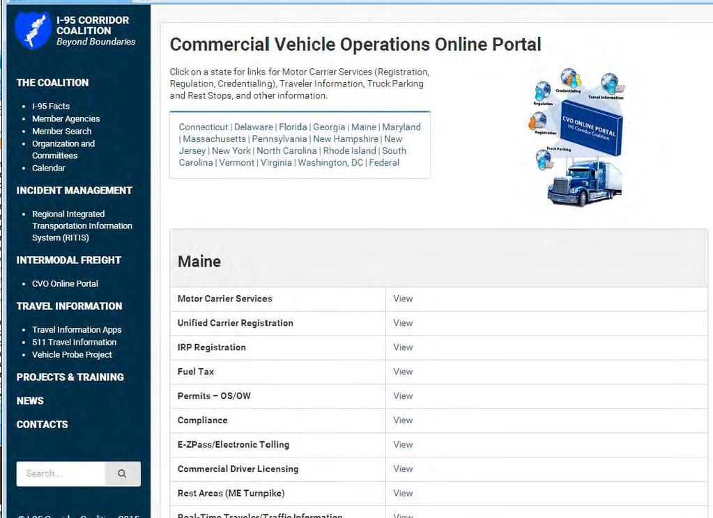 I 95 Corridor Coalition Commercial Vehicle Portal Went