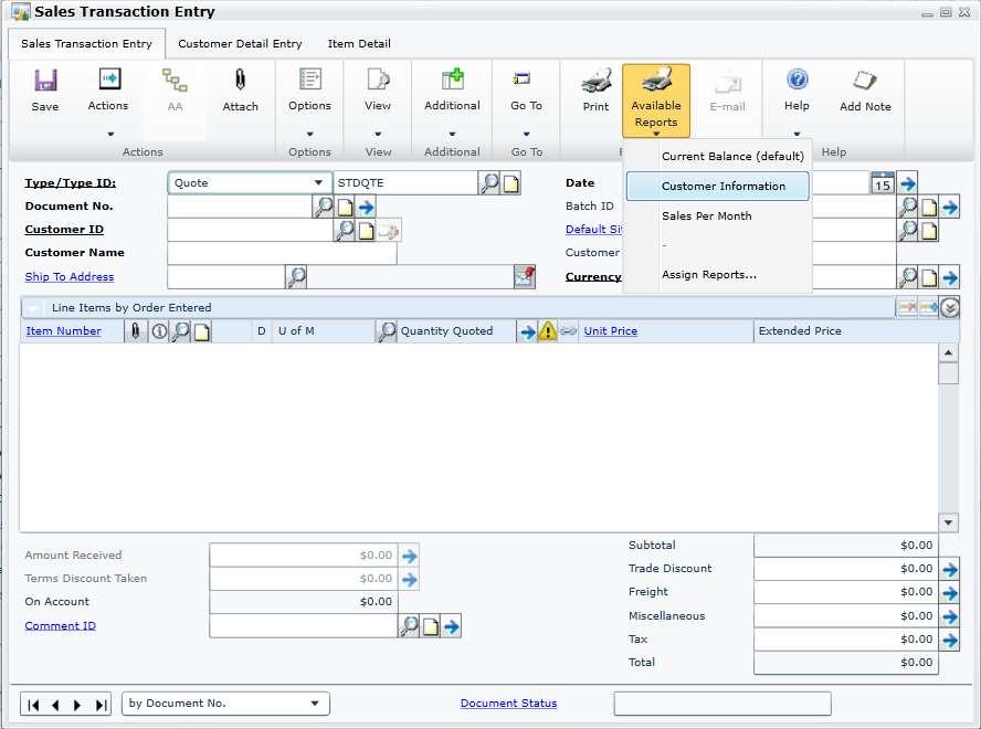 Microsoft SQL Reporting Services on Transaction Forms Enables Report