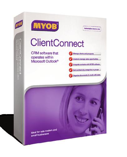 SALES AND MARKETING MYOB CLIENTCONNECT The smarter way to access all your critical sales and client information MYOB ClientConnect provides an easyto-use CRM solution that s ideal for sole