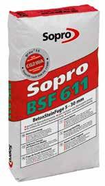 For further details, see Section 13 "Pavements in public and private areas" Sopro BSF 611 5 30 mm Rapid-set, trass-bearing, cementitious paving grout, particularly