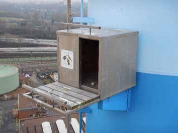 Peregrine falcon nesting box A falcon egg was discovered in early March 2017 during an inspection drive to the falcon nest installed in 2011 at a height of 50 m on chimney 4.