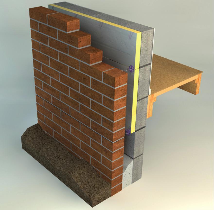 Figure 3 Use of cavity board Figure 4 Use of cavity batten 14.7 Where openings such as doors and windows are in close proximity, it is recommended that a continuous lintel or cavity tray is used.