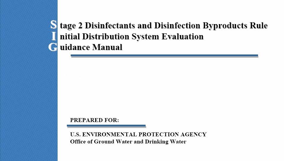 IDSE Tools Stage 2 Disinfectants and Disinfection Byproducts Rule Initial