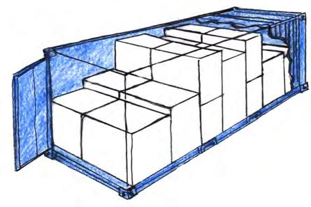 lower layer. Using some form of base material, such as load pallets, the cargo section is raised so that a threshold is formed, and the upper cargo layer is base blocked longitudinally.