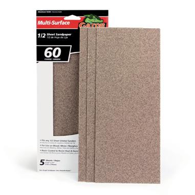 9 x 11 Multi-Purpose Aluminum Oxide Power Sandpaper Aluminum Oxide sheets coated with Red Resin resist heat and clogging for increased durability and performance. For hand or machine sanding.