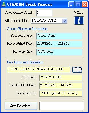 5. For Updating Firmware Sometimes the user needs to update the I-7565-CPM firmware to newer version. FirmwareUpdate.exe is a utility tool and is useful for this purpose.