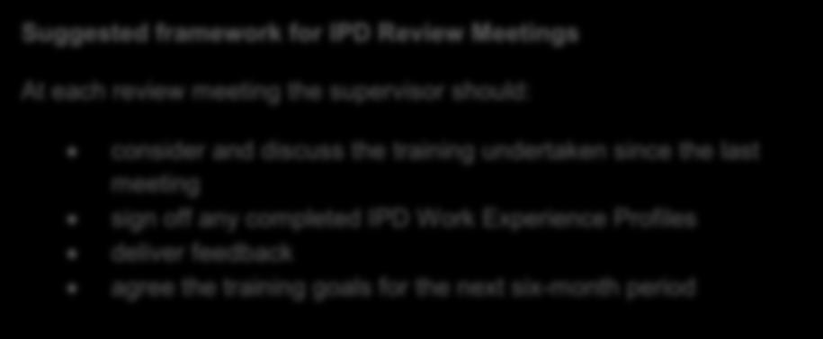 4.3 REVIEW MEETINGS Review meetings are an essential part f the IPD training.