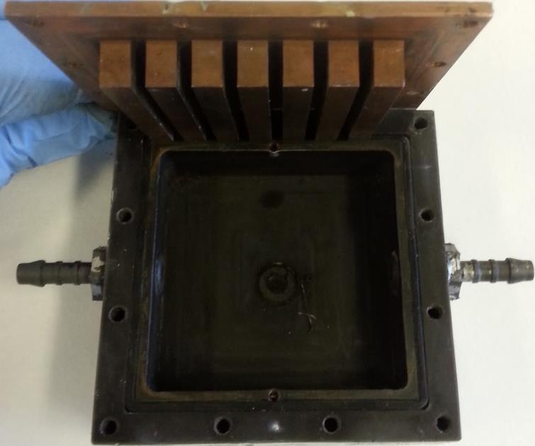 CHAPTER 5 STRATEGIES FOR ENHANCING - Heat exchanger A heat exchanger (9 cm X 9 cm X 2.2 cm) was used to transfer the heat effectively from the cold side of the TEG.