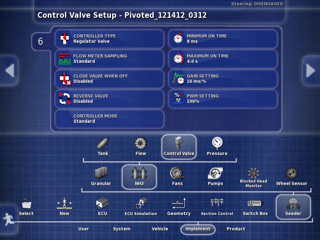 Control Valve Setup - Similar to the options of
