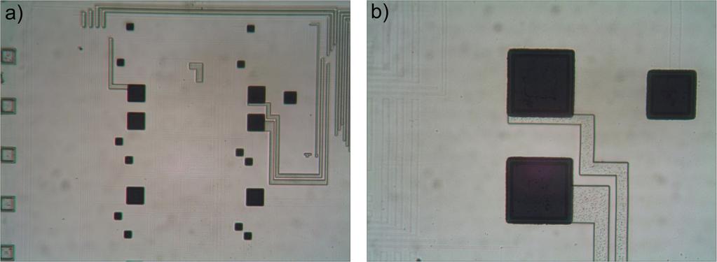 Figure 6. Close-up of the chip surface after selective PEDOT:PSS deposition. Figure 7.