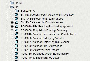 Useful Reports PO00030- Requisition Pending Report Run report once a week or every two weeks User is able to drill on requisitions PO00130- PO