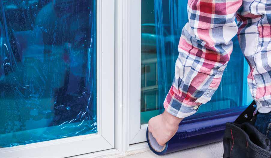 WINDOW SHIELD SELF-ADHESIVE FILM Protect windows against mortar stains, stucco, over sprays, residue and more with the easy to apply Window Shield.